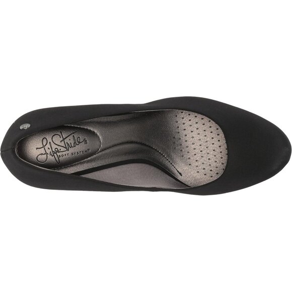 LifeStride Women Black Smooth Polyurethane Closed Pointed Toes Kitten Heel Pumps - Picture 5 of 7